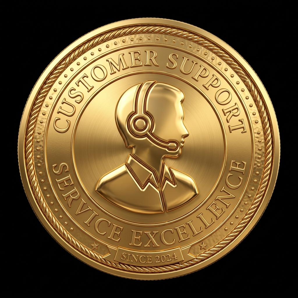 24/7 Customer Support 3D Gold Badge